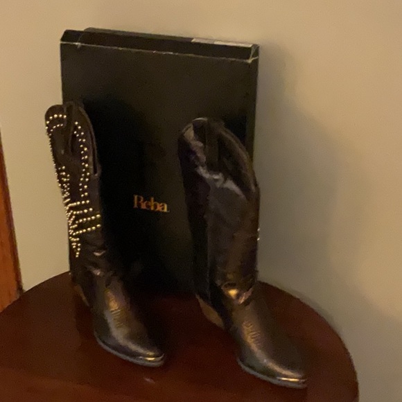 💥New Arrival REBA Ladies Brown Biker Cowboy Boots Size 9.5 NWT $299 - Picture 2 of 6